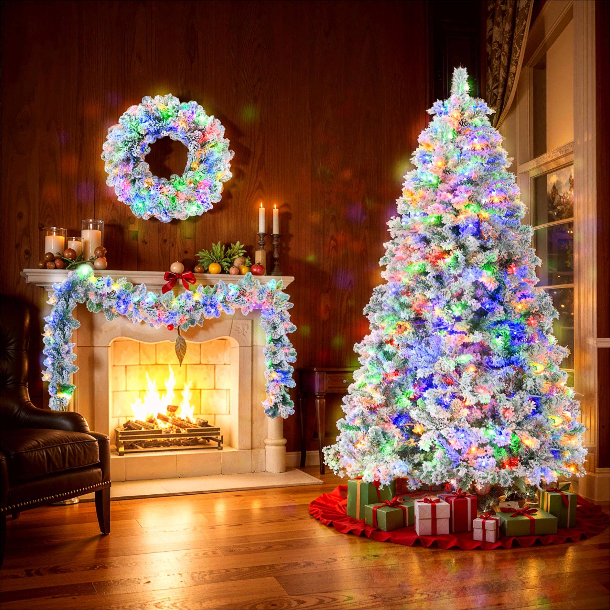 Flocked led christmas tree store